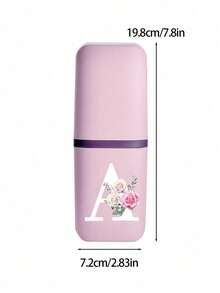 Rose White Letter A-Z Pink Portable Toothbrush Case, Travel Toothbrush Holder, Portable Toothbrush Cup Cover, Suitable For Travel, Camping, Business Trip And Back To School, Multi-Function Toothbrush Cup, Travel Wash Cup, Toothbrush And Toiletry Storage Set - Multicolor - View 11