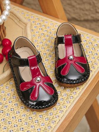 1 par de zapatos planos de piel de PU cómodos y sencillos para niñas pequeñas/niños, nuevos zapatos casuales para exteriores/interiores para primavera/otoño