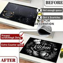 (Bán chạy!!!) 1 tấm lót bảo vệ bếp phẳng, bằng cao su chống trượt, chịu nhiệt, thích hợp cho bếp từ, bếp kính, tấm lót đa chức năng chống trầy xước, cũng có thể dùng làm tấm lót chuột cho lò nướng, máy giặt và máy sấy, cũng như trang trí nhà bếp. - Nhiều màu - Xem 5