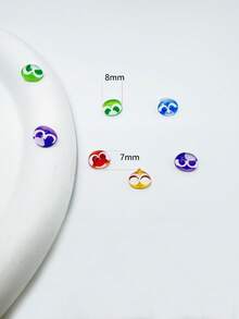 20Pcs 7-8mm Cute Mini Kawaii Diy Resin Cartoon Doll2 Scrapbook Flatback Cabochon Woman Girls Nail Art Slices Charms Manicure Decorations Art Jewelry Accessories - Multicolor - View 3