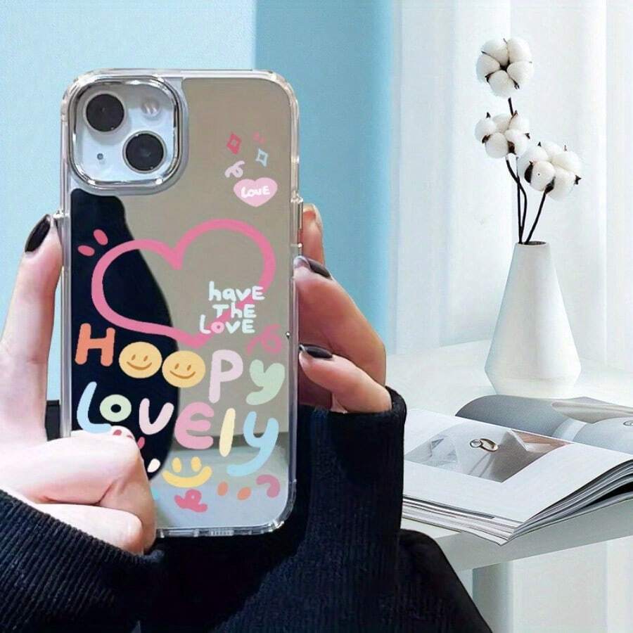 Case Phone case: Display a Vivid Text on the Mirror, with Electroplated Hole Frame, Shockproof Protection, Stylish and Unique Phone Case, Suitable for 11, 11PRO, 11PROMAX, 12, 12PRO, 12PROMAX, 13, 14, 13PRO, 13PROMAX, 14PLUS, 14PRO, 14PROMAX,15, 15PLUS, 15PRO, 16E, SE4, 15PROMAX,16, 16PLUS, 16PRO, 16PROMAX,17, 17AIR, 17PRO, 17PROMAX - Plateado - Ver 1