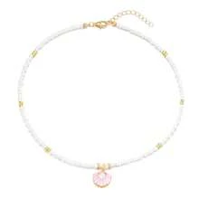 Seashell Pearl Pendant Necklace Gold Plated Boho Enamel Pink Blue Scallop Sea Shell Starfish Ocean Animal Chain Necklace For Women Hawaiian Summer Beach Holiday Fashion Jewelry Gifts - 白色串珠項鍊 - 查看 2