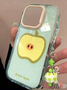 泼墨苹果设计硅胶手机壳，兼容 17 Pro Max、17 Pro、17 Air、17 水果盘，带挂绳。 - 綠色 - 查看 4