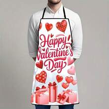 1 Stück Schürze mit Happy Valentine's Day Motiv mit bunten Herzluftballons und Geschenkboxen Design, ideal für romantisches Kochen und Backen, Valentinstag Party Dekoration, Feier Zubehör, festlicher Kochschürze - Verschiedenfarbig - Übersicht 7