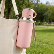 600毫升/20.2盎司不锈钢真空保温水瓶，户外运动款，高档碗状瓶盖，便携大容量水瓶，适合作为毕业礼物、单身派对礼物、伴娘礼物。 - 粉色 - 查看 2
