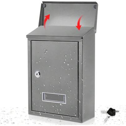 Caja de donaciones metálica con llave Buzón con cerradura Caja de sugerencias Urna segura montada en pared con ranura