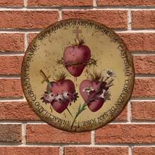 1pc 8"X8" Vintage Aluminum Wall Art Sign - Sacred Heart & Immaculate Heart Of St. Joseph, Ideal Gift For Religious Believers - TYA32600-20x20cm - 查看 6
