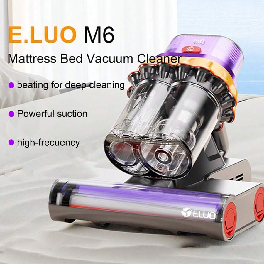 E.LUO Bed Vacuum Cleaner, 18Kpa,400W Dual Roller Vacuum Cleaner With UVC, Hot Air And High Heat, Strong Suction, Dual Cup Handheld Sofa Vacuum Cleaner, Suitable For Pillows, Baby Beds, Sofas And Pet Hair.