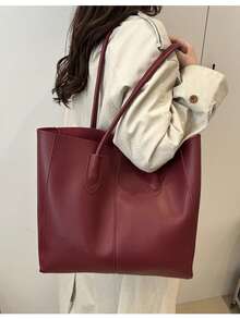 Conjunto de Bolsa Tote Vintage Retalhos de Outono 2025 - Conjunto com 2 Peças, Bolsa Mãe e Mini Bolsa, Bolsa de Ombro Casual de Grande Capacidade para Mulheres. Design Multifuncional, Adequado para Uso Diário, Escola, Transporte e Viagem, Tecido Leve e Durável com Interior Espaçoso, Perfeito para Armazenamento de Itens Essenciais. Estilo Casual Retrô, Alça de Ombro Ajustável, Confortável de Usar, Acessório da Moda, Escolha Ideal para Campus, Escritório e Passeios de Fim de Semana, Bolsa Essencial para Mulheres Modernas. - Café - Visão 5