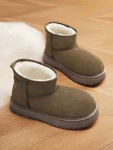 Cizme de zăpadă pentru bărbați, de iarnă, din piele întoarsă, cu design triunghiular, groase și calde, antiderapante și durabile