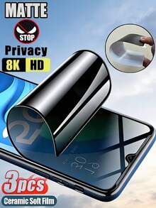3Pcs Matte Anti Peeping Ceramic Soft Film Screen Protection[NOT GALSS]Compatible With Samsung Galaxy S25 S24/Compatible With IPhone 17 16/Compatible With HUAWEI/Honor/Compatible With Xiaomi/Poco/Redmi Note 15 Full Coverage Spy Protection Scratch Resistant, No Bubbles Full Glue, Anti-Scratch, Privacy, Easy Install, Anti-Bubble