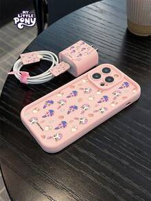 MY LITTLE PONY 5pcs Official Genuine Phone Case Set, Data Cable Protector, Pink Phone Case Compatible With IPhone 17, 17 Air, 17 Pro, 17 Pro Max, 11, 12, 13, 14, 15, 16 Pro, 16 Pro Max, 14 Plus, 15 Plus, 16 Plus, 15 Pro Max, 16 Pro, 16 Pro Max, X, XS Max, XR - Pink - View 2