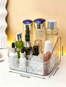 Cajas de almacenamiento de acrílico transparente con tres, cuatro y cinco compartimentos, cajas de almacenamiento de cosméticos para encimera, estantes de almacenamiento de cosméticos de plástico corrugado transparente, estantes para café y condimentos, adecuados para tocadores, baños, oficinas y cuartos de ducha. - transparente - Ver 14