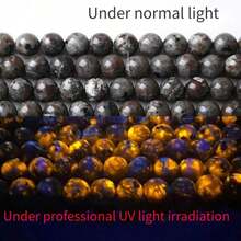 Flame Yooperlite Stone Beads Loose Beads For Jewelry Making DIY Bracelets Show Flame Color Under The Irradiation Of UV Lamps - Dark Grey - View 5