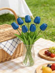 1/3/10/20pcs Realistic Artificial Tulip Flowers, Lifelike Texture, Suitable For Wedding, Room, Home, Hotel, Party, Events, Valentine's Day, New Year And Other Occasions - Royal Blue - View 7