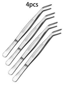 1pc/2pcs/4pcs Stainless Steel Long Tweezers, Long Barbecue Tweezers, Tweezers, Kitchen Tweezers, Extra Long Stainless Steel Tweezers, Long Food Tweezers With Precision Serrated Tips, Stainless Steel Food Tweezers, Buffet Tweezers, Fish Bone Tweezers, Cooking Tweezers, Kitchen Food Tweezers, Precision Tool Eyebrow Tweezers, Salad Tweezers, Metal Tweezers For Deep Frying, Barbecue Tweezers - Silver - View 16
