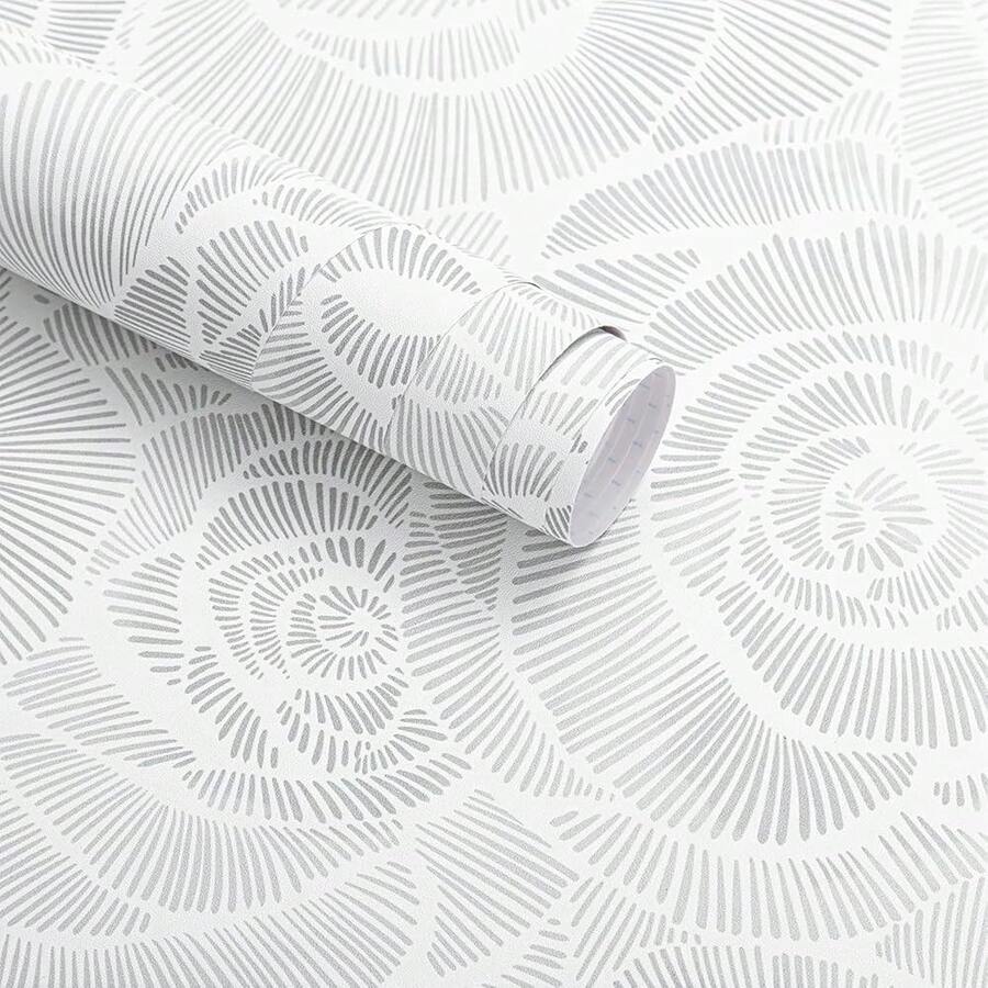 Peel And Stick Wallpaper Grey And White Wallpaper Floral Contact Paper Se- Adhesive Removable Vintage Contact Paper Waterproof For Bathroom Bedroom Cabinets Decor 16.9inch*118.1inch Vinyl - 灰色花卉圖案,169 英寸 x 1181 英寸 - 查看 1