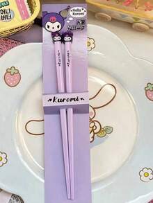 SANRIO 1 Đôi đũa thiết kế ngộ nghĩnh với hình nhân vật hoạt hình Keroro, ,  dễ thương, chống trượt và chống mốc, dụng cụ ăn uống và đồ dùng tiệc tùng tiện lợi - Nhiều màu - Xem 11