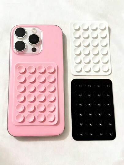 5pcs Double-Sided Silicone Phone Suction Cup Accessories, Strong Suction Phone Holder, Comes With Sticky Phone Handle, Grip Design, Suitable For Selfie And Video Shooting