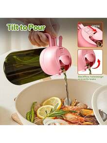 EstiloYARRAMATE Dispensador De Aceite De Oliva Juego Con Scuro Protezione Dalla Luce, 470Ml 2 En 1 Spray De Cocina, Verde Pulverizador De Aceite De Calidad Alimentaria (Negra)VersióN Mejorada - Rosa - Ver 7