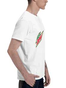 Playera unisex con estampado gráfico de rayo verde y rojo, estilo urbano - Blanco - Ver 4