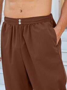 Men's Gothic Medieval Carnival Costume Shorts With Straps, Casual Personalized Knee-Length Pants - Brown - View 6