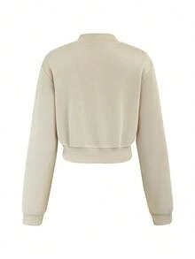 Chaqueta de manga larga de unicolor y sencilla para uso diario para mujer - Albaricoque - Ver 2