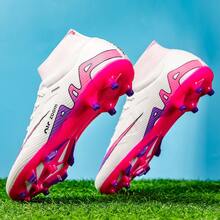 Men's Football Shoes, Women's Football Shoes, AG/FG Nail Shoes, Outdoor/Indoor Sports Shoes, Artificial Grass Football Boots, Unisex - Hot Pink - View 3