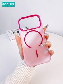 Magnetic TPU 1pc Colorful Contrast Thin Magnetic Phone Case, Semi-Transparent Matte PC+TPU Material, Independent Buttons, Full-Body Shock-Proof Protective Cover, Compatible With IPhone 17/17 Pro/17 Pro Max Spring Gift - Hot Pink - View 4