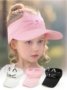 Kids Baseball Cap, Unisex Mesh Snapback Hat With Cartoon Cat Embroidery, Suitable For Spring And Summer - 1PC - View 1