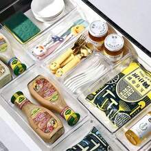 抽屉式收纳盒，透明厨房用具分隔盒，桌面化妆品及杂物收纳盒，多功能抽屉式收纳盒，日常休闲收纳 - 無色 - 查看 5
