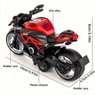 1:12 Scale Diecast Sound & Light Motorbike Model – All-Season Interactive Toy With LED Headlights, Zinc Alloy Body, Rubber Tires, Silver Plated Detailing – Ideal Craft Kit For Ages 14+, Holiday-Birthday Collectible Display Piece