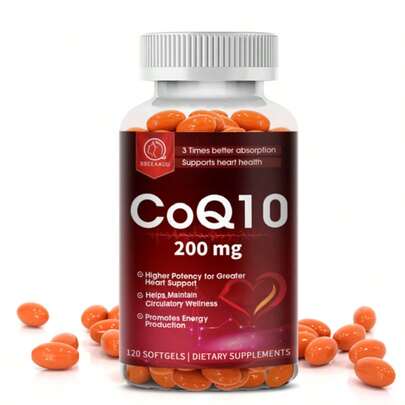 Natural Coenzyme Q10 Antioxidant Supplement 200mg For Heart, Brain & Immunity Support - 120 Capsules