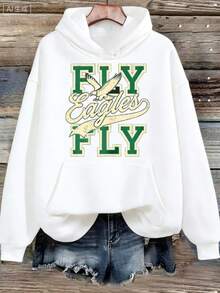 Fly Vintage  Football Life Sport Lovers Women's Hoodies Sweatshirt-White And Navy Off-The-Shoulder Cropped Top - Black - View 8