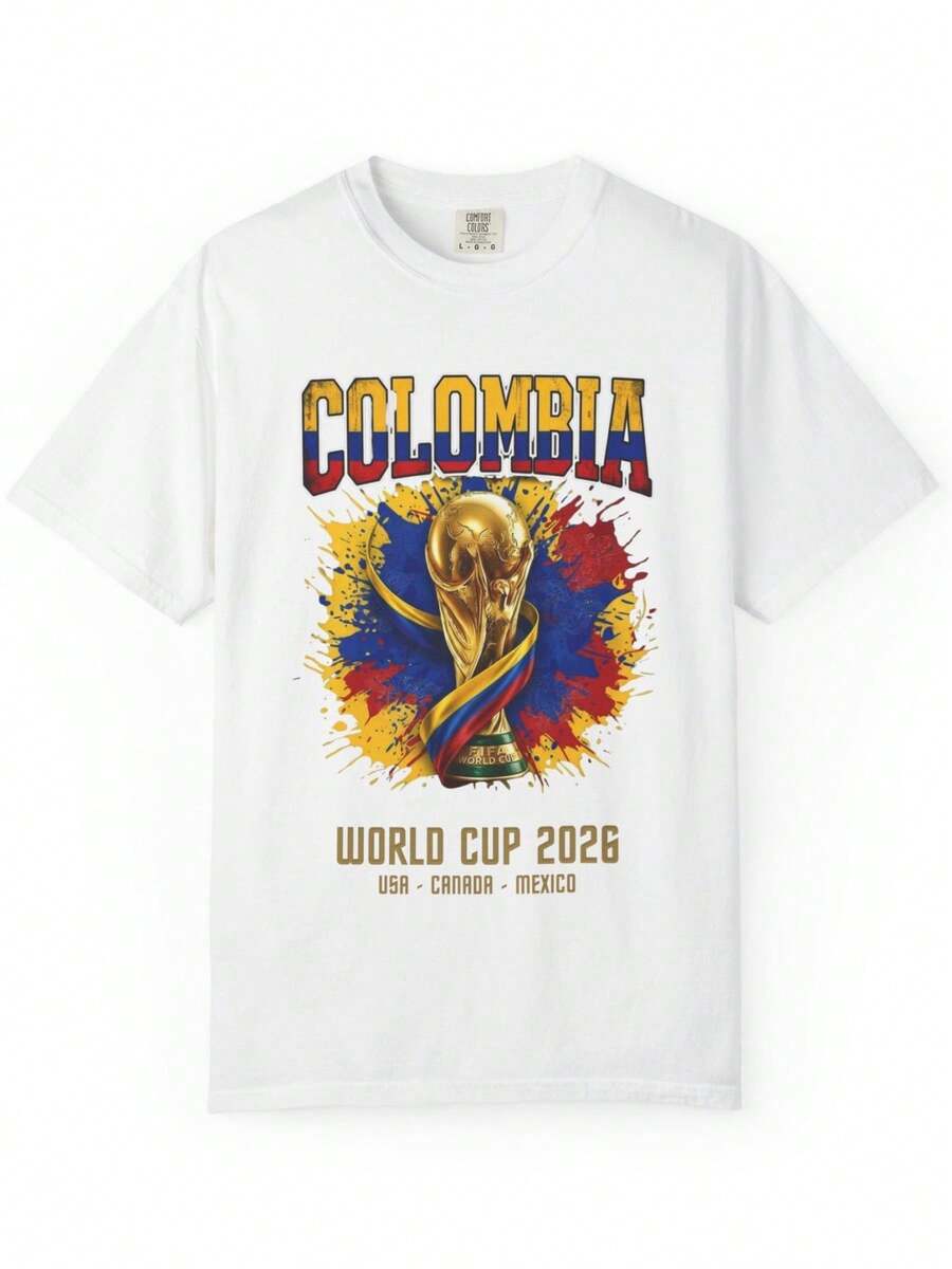 Colombia World Cup 2026 T Shirt Soccer Fan Tee Football Shirt Unisex Gift For Couples - trắng - Xem 1