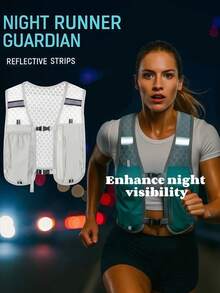 1pc Unisex Running Hydration Vest. Hydration Running Vest Backpack, Reflective, Multiple Pockets, Quick-Dry, Water-Resistant, Breathable, Adjustable Backpack For Running, Hiking, Cycling, Trail, Marathon Hydration Backpack, Lightweight Running Vest For Women, Men, Adjustable Strap, Multi-Pocket Hydration Backpack, Hiking, Camping, Cycling Breathable Running Vest