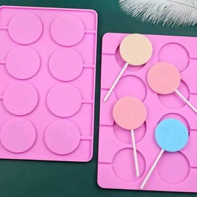 1pc/2pcs 8-Cavity Round Galaxy Lollipop Silicone Mold DIY Candy, Biscuit, Chocolate Lollipop And Cake Decoration Mold, DIY Candy, Suitable For Christmas Parties And Children's Birthdays And Other Activities