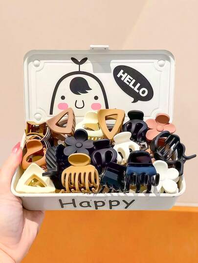 10 قطعة/مجموعة مشابك شعر بألوان خافتة، بني/أسود/أبيض/بيج ذات ألوان منخفضة التشبع، مناسبة للجميع، تناسب الأنماط الحلوة والرجعية والمناسبات اليومية والمواعيد والحفلات، قابلة للارتداء كتاج للرأس، مشابك مخلب للنساء والفتيات