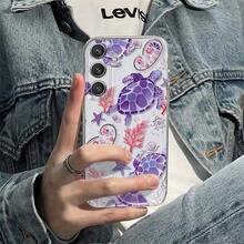 Funda de Teléfono Transparente Suave con Patrón de Tortuga Oceánica para Samsung Galaxy S25/S24/S23/S22/S21 Ultra, Plus, FE y A10/A12/A13/A14/A15/A16/A20/A22/A23/A24/A25/A30/A33/A34/A35/A52/A53/A50/A54/A72/A73/M10S - Multicolor - Ver 2