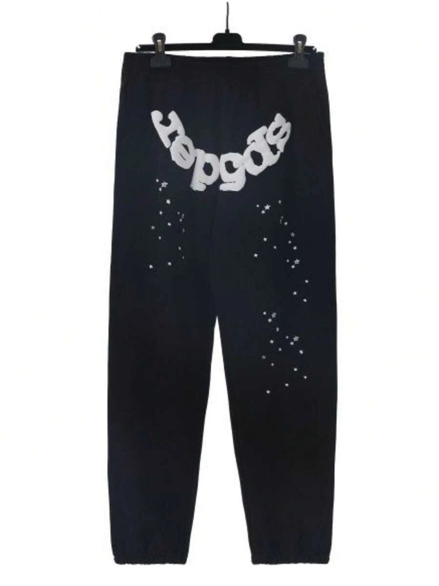 Unisex Spider Graphic Joggers - Streetwear Jogger Pants, Casual Athleisure, Star Print, Available In Pink - 黑色 - 查看 1