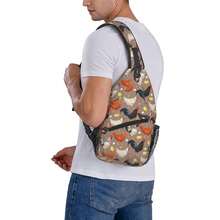 Funny Rooster Print Sling Bag For Women Crossbody Bag  Hen Chicken Domestic Animals Sling Backpack For Men Rustic Country Farm Animal Shoulder Bag Gym Sports Travel HiFKing Daypack - 黑橙 - 查看 8