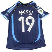 2006 World Cup Argentina Jersey Away No. 19Messi Riquelme Soccer Training Jersey ShortSleeve - 藍紅色 - 查看 1