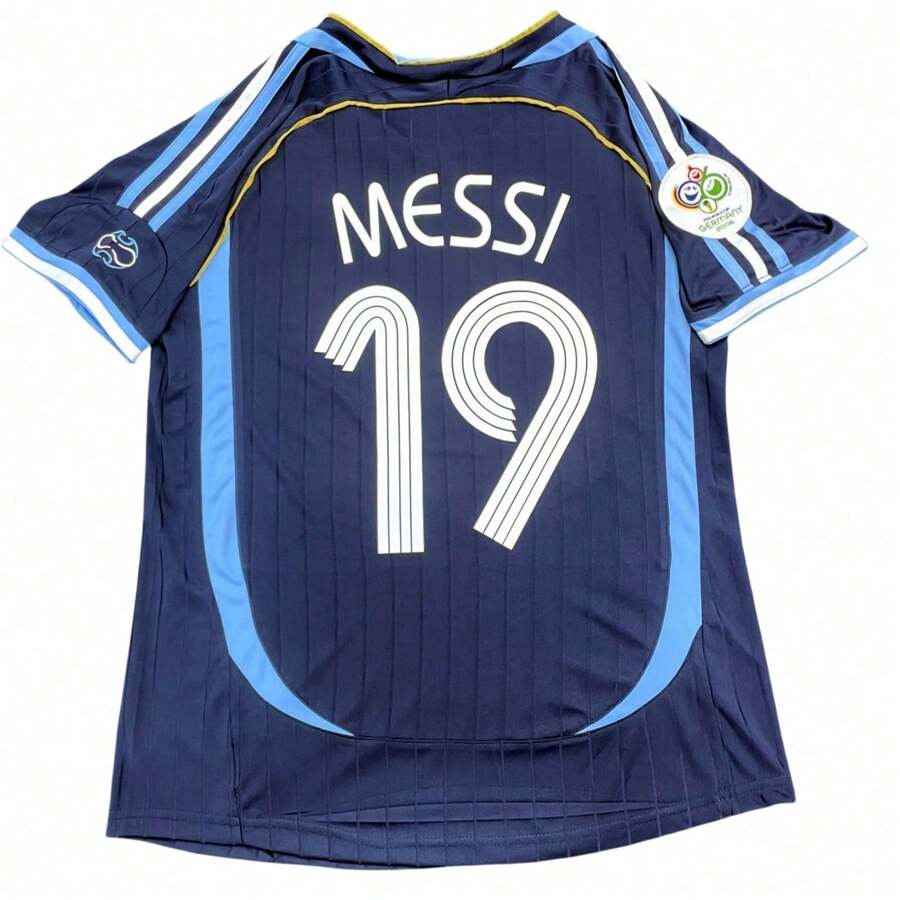 2006 World Cup Argentina Jersey Away No. 19Messi Riquelme Soccer Training Jersey ShortSleeve - 藍紅色 - 查看 1