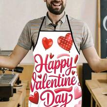 1 Stück Schürze mit Happy Valentine's Day Motiv mit bunten Herzluftballons und Geschenkboxen Design, ideal für romantisches Kochen und Backen, Valentinstag Party Dekoration, Feier Zubehör, festlicher Kochschürze - Verschiedenfarbig - Übersicht 10