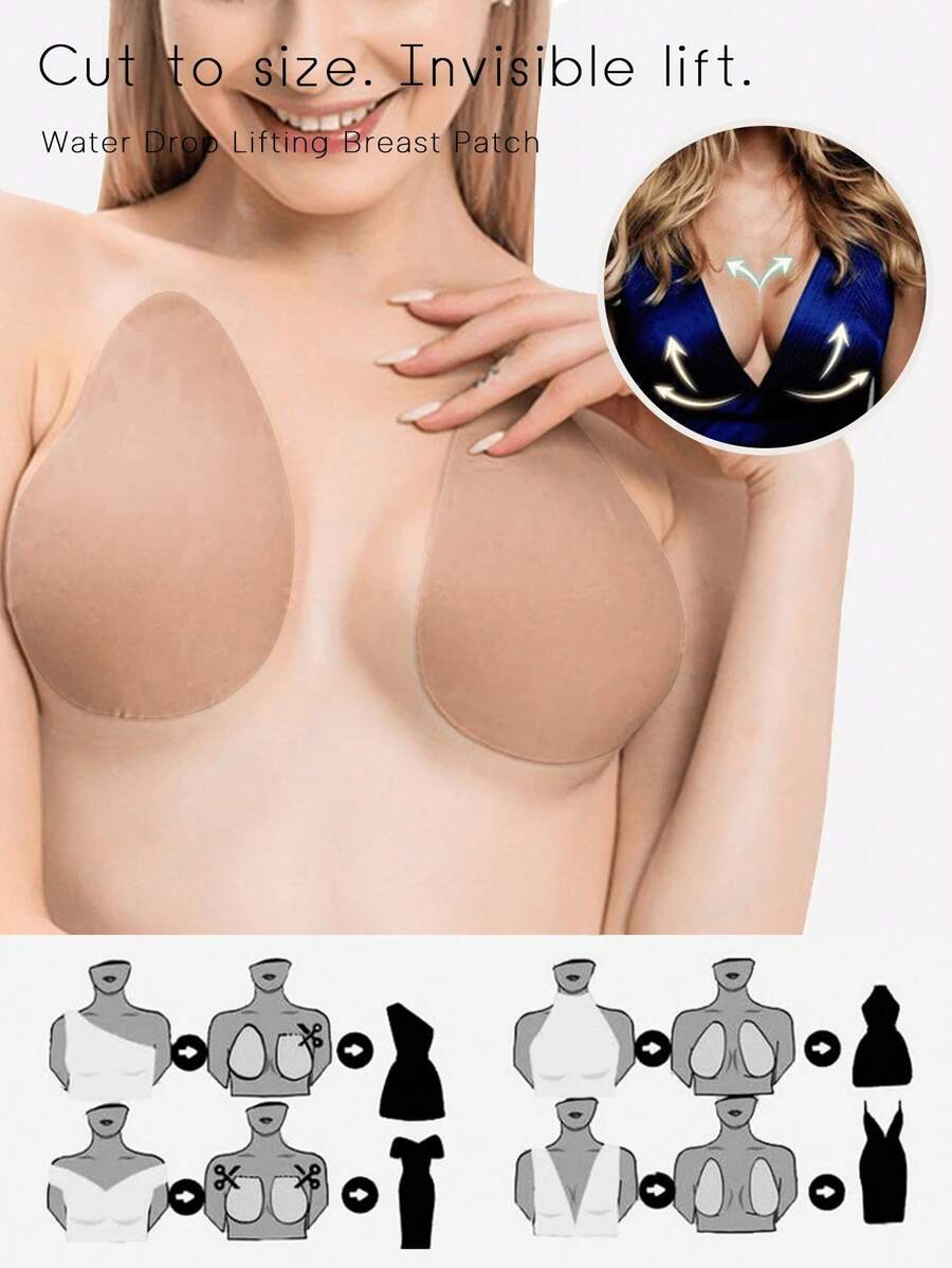 2 cặp băng dán nâng ngực vô hình, màu da/cà phê/đen, phù hợp với cỡ cúp B-E, băng dán ngực không lưng có thể tái sử dụng cho phụ nữ ngực lớn, trang phục cô dâu. - Nhiều màu - Xem 1