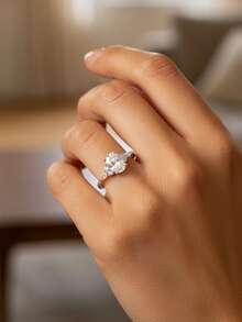 1枚925纯银椭圆形镂空戒指，女士款式，适合派对和晚宴，精致珠宝，女友周年纪念礼物 - 橢圓圓鑽馬眼 - 查看 6