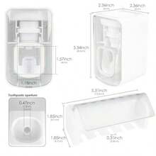 5 Slots Wall Mount Toothbrush Holder With Cover Self Adhesive Toothbrush Storage Organizer For Shower Toothbrush Hanger With Automatic Toothpaste Squeezer Dispenser - 白色組合 - 查看 2