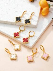 1 Pair Of Luxurious 4-Leaf Grass Earrings, Classic And Elegant Multifunctional Fashionable Girls Earrings, Jewelry Accessories - Multicolor - View 3