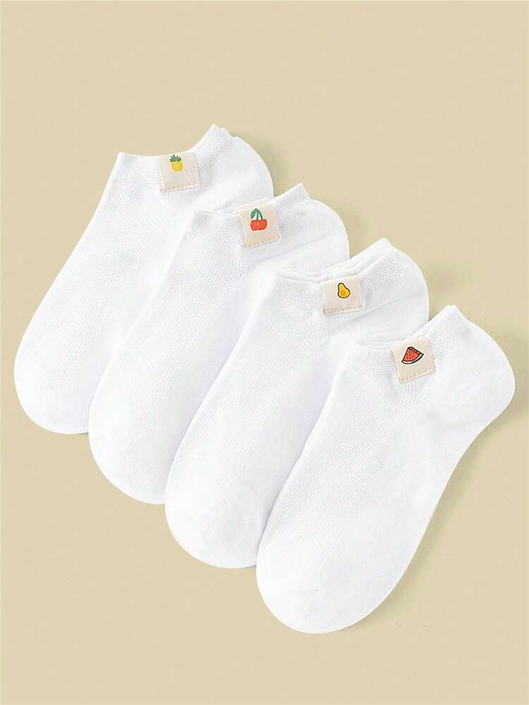 6 Pairs Women's Candy-Colored Animal Mouth Cartoon Label Simple Fashionable Socks For Casual Wear