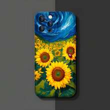 1PC Phone Case ,  Sunflower Field Sky Blue Art , Stylish Phone Case, Phone Decoration, All-around Lens Protection, Creative Small Gift, Funny Gift for Boys and Girls - ブラック - チェックする 3